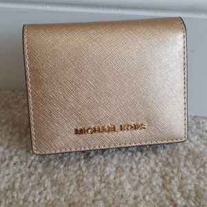 Michael Kors GOLD saffiano snap wallet